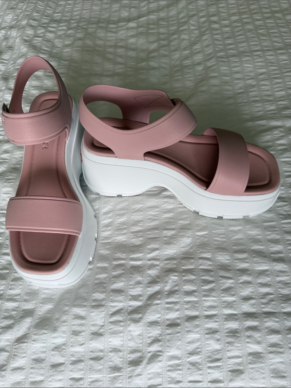 Hunter Abel Square  Pink Slingback Platform Sandals